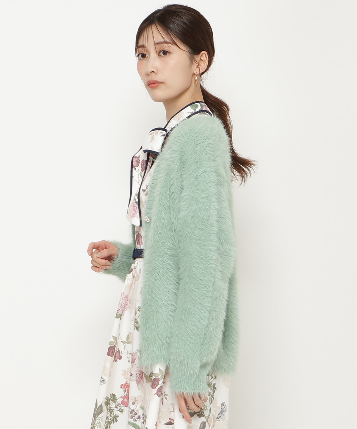 シャギーロングカーデ