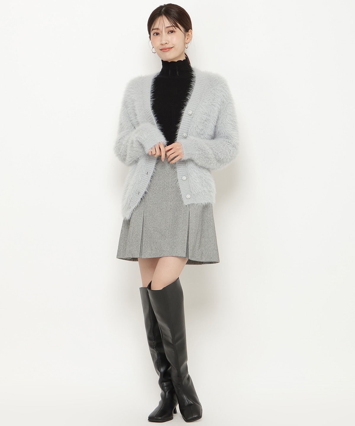 シャギーロングカーデ