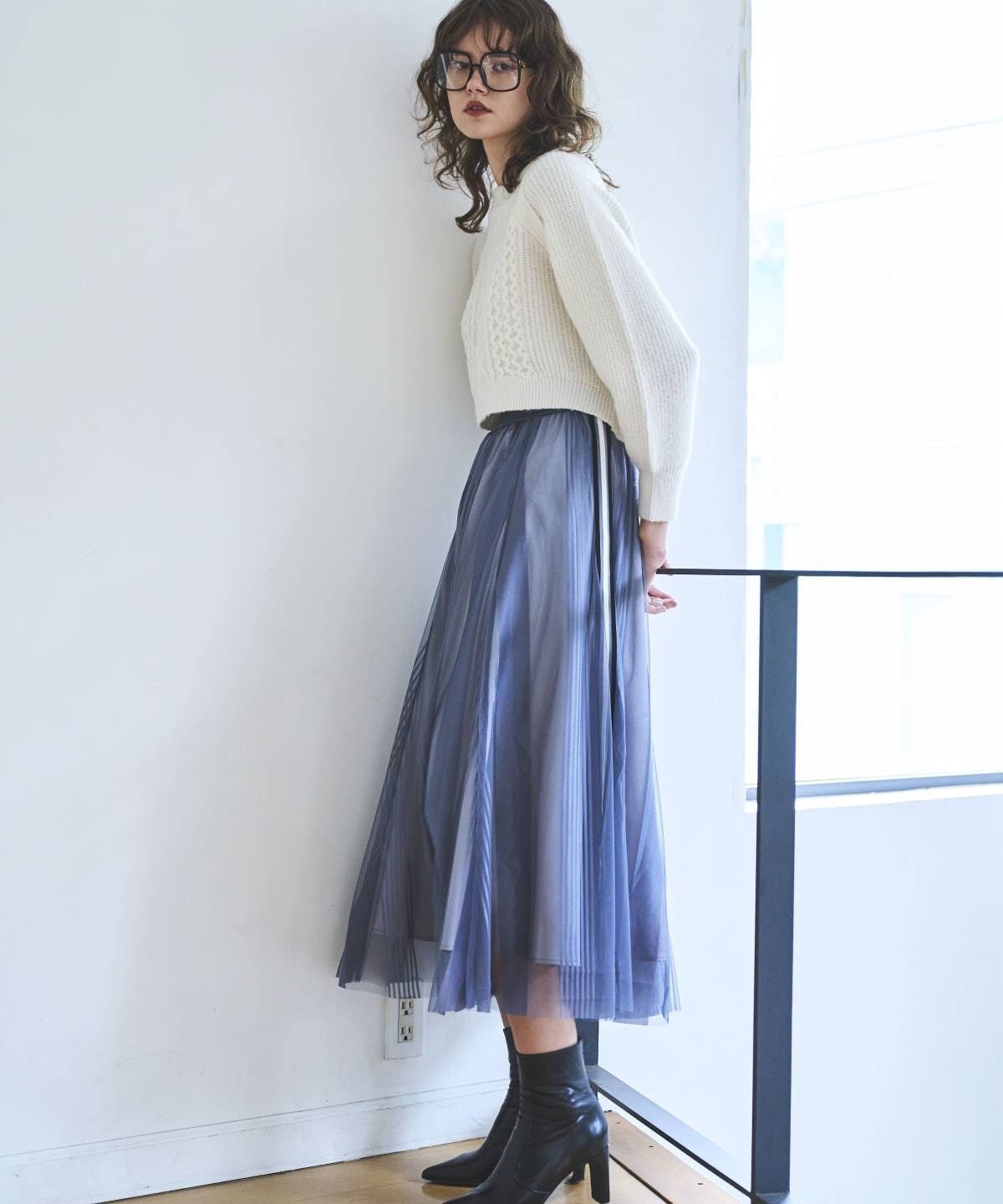 ラメケーブルクロップドプルオーバー