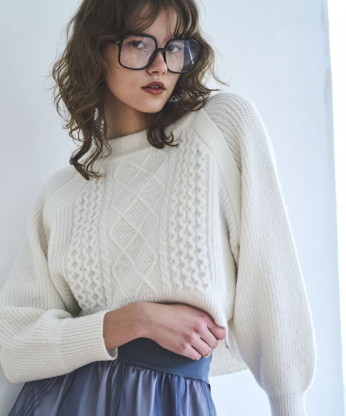 ラメケーブルクロップドプルオーバー