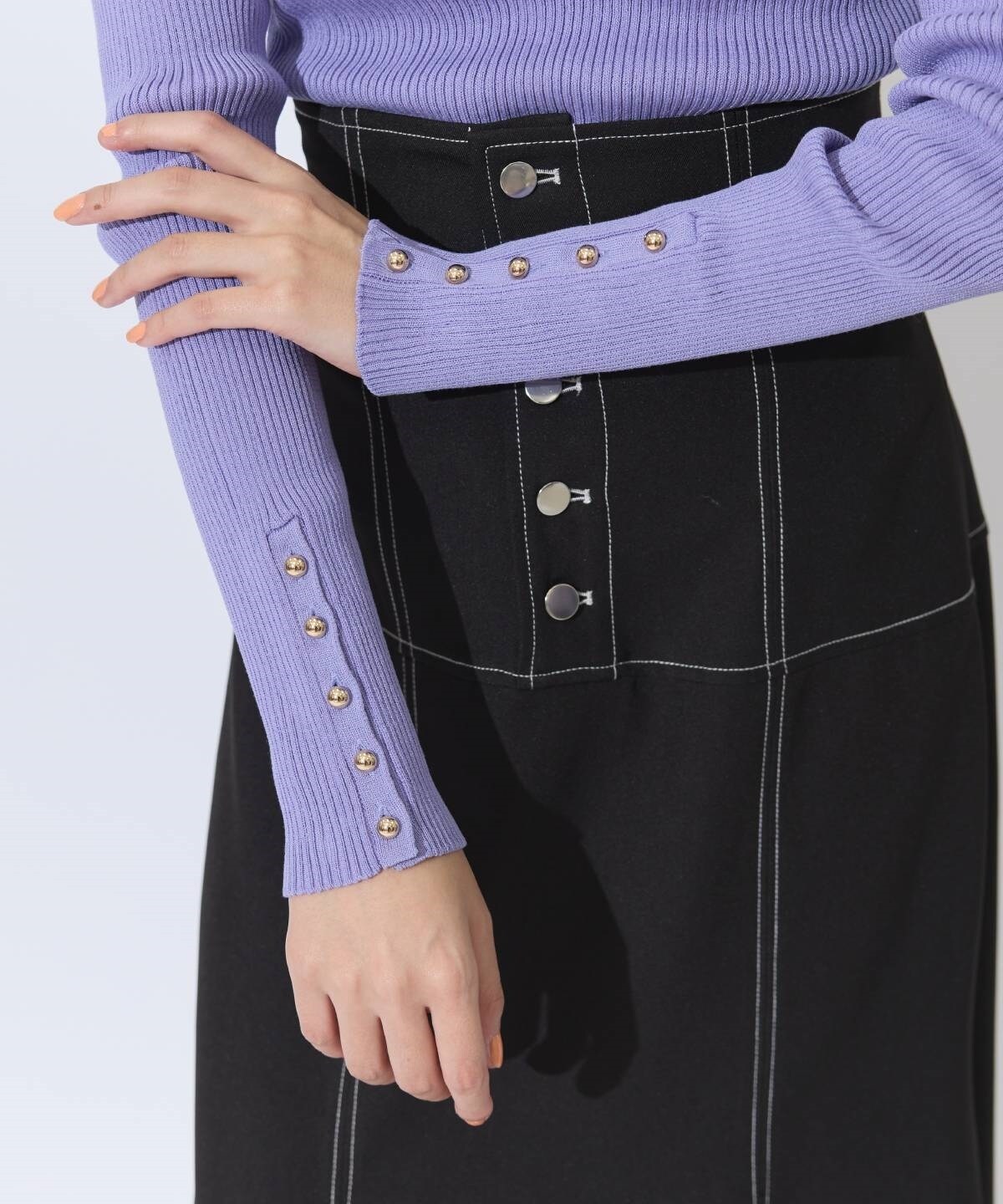 ハイウエストコルセットステッチスカート