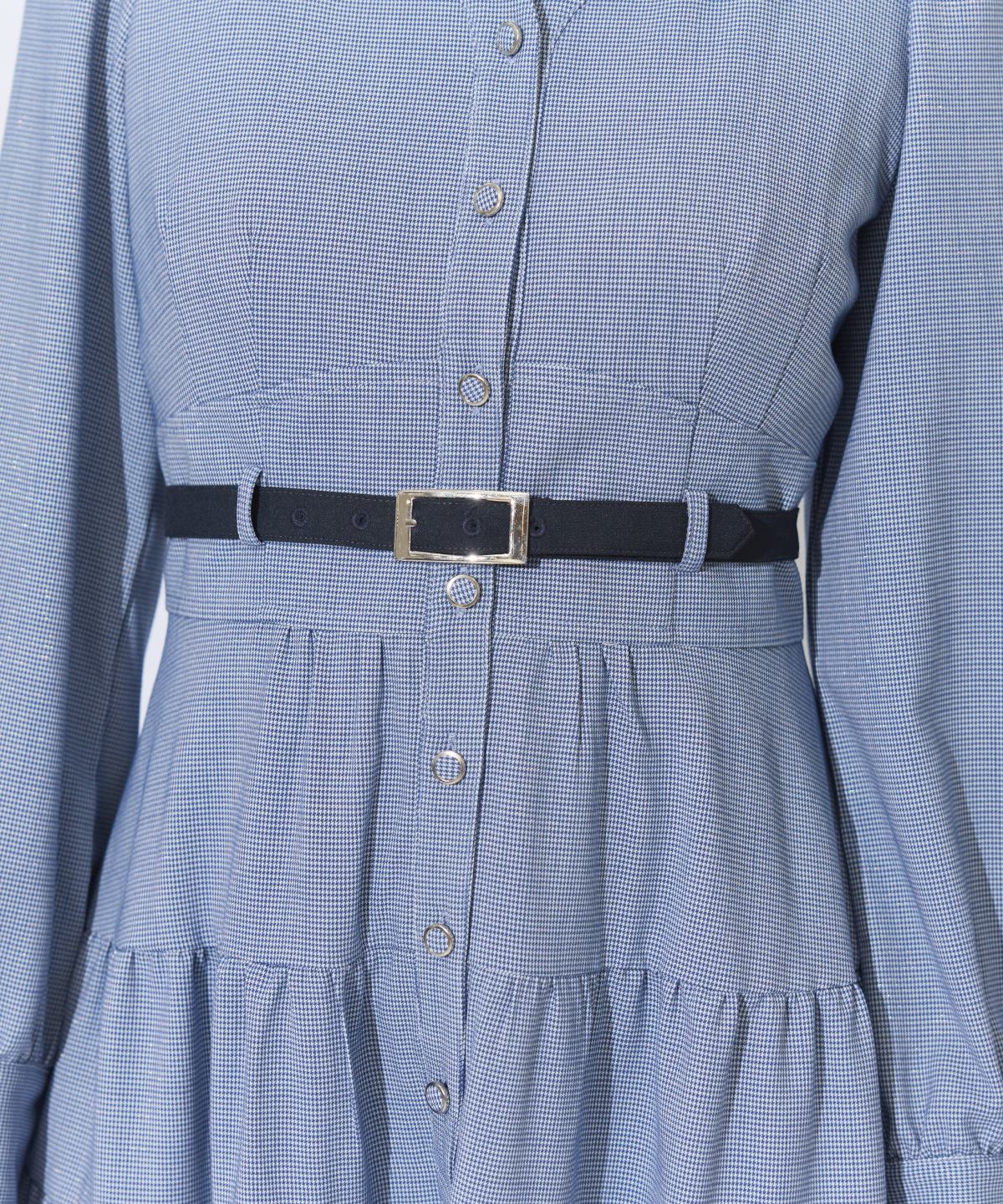 ラメ千鳥ティアードシャツワンピース