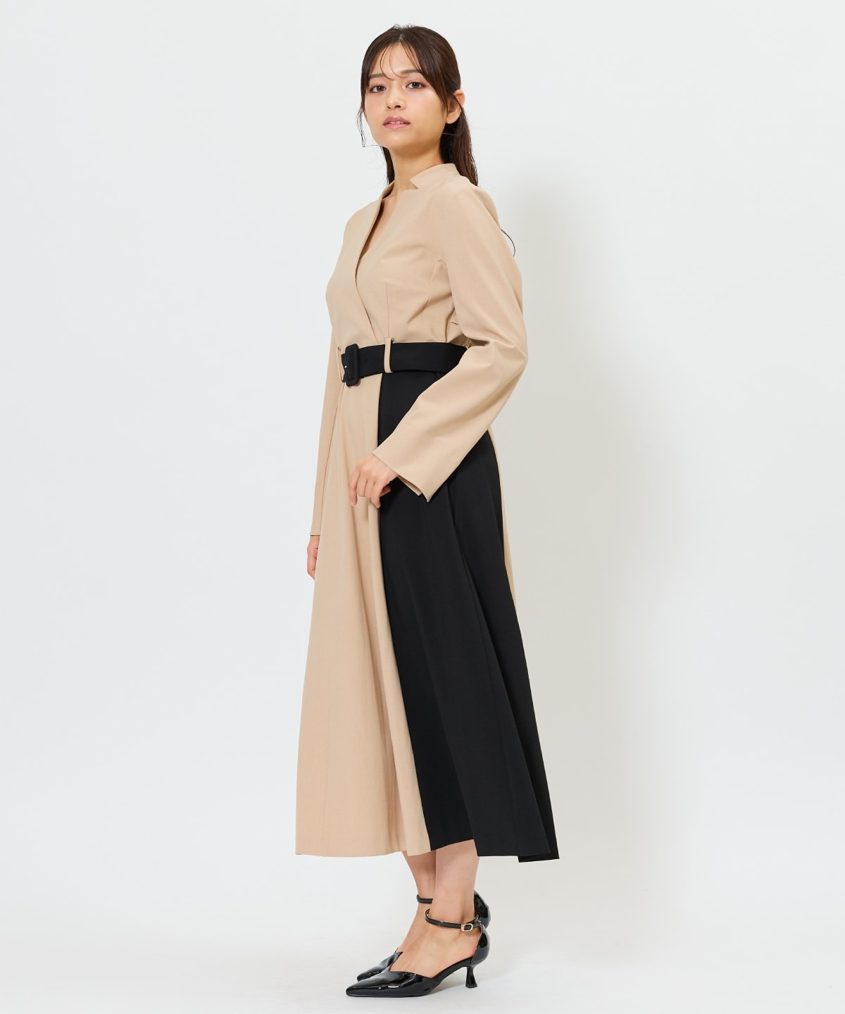 バイカラーカシュクールワンピース