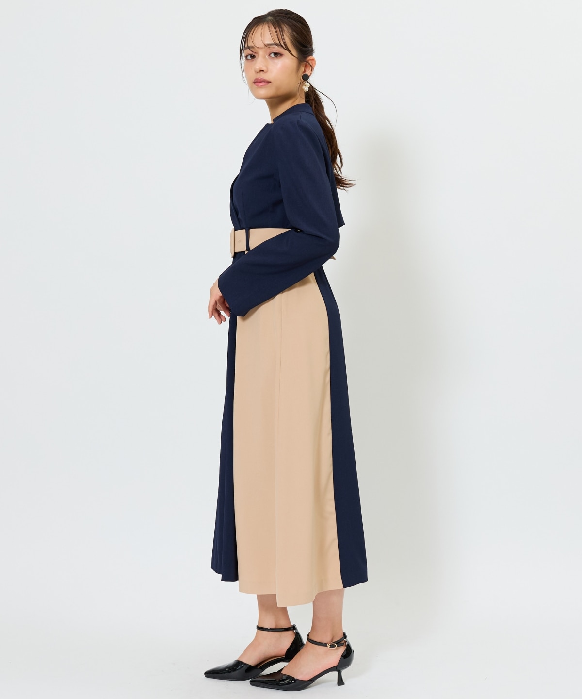 バイカラーカシュクールワンピース