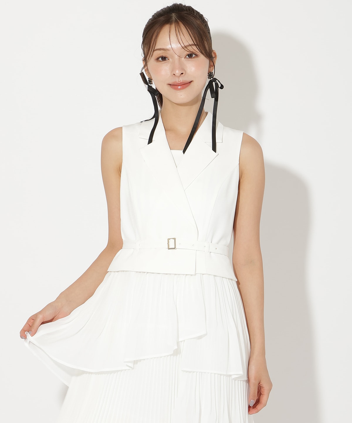 ベストレイヤードプリーツワンピース