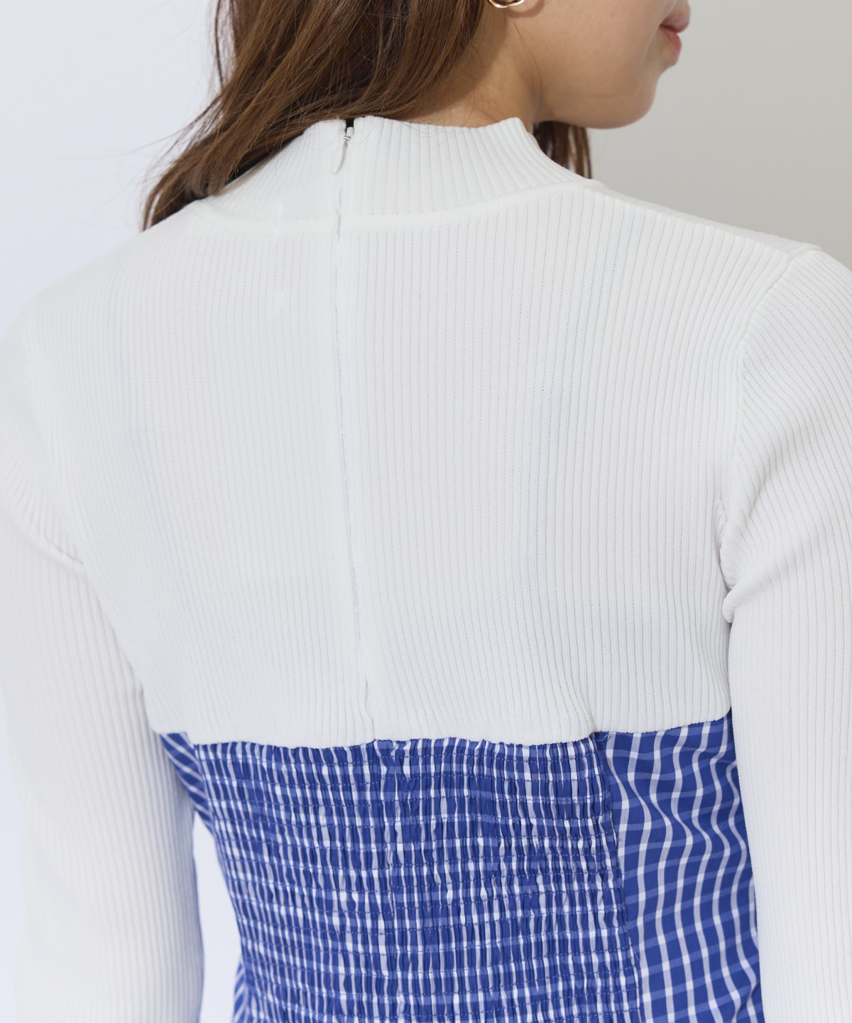 ギンガムチェック柄ドッキングワンピース