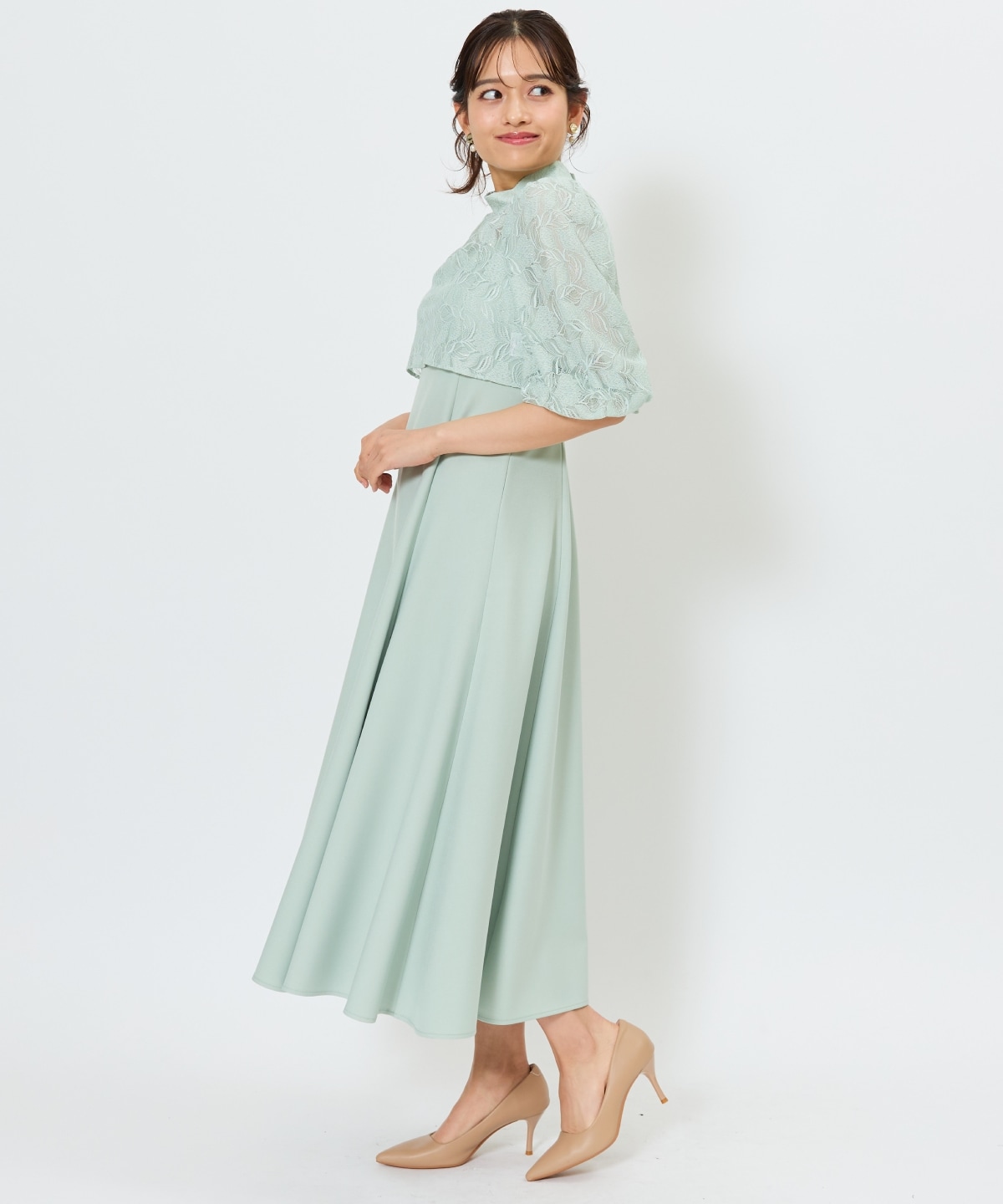 リーフレースレイヤードレス