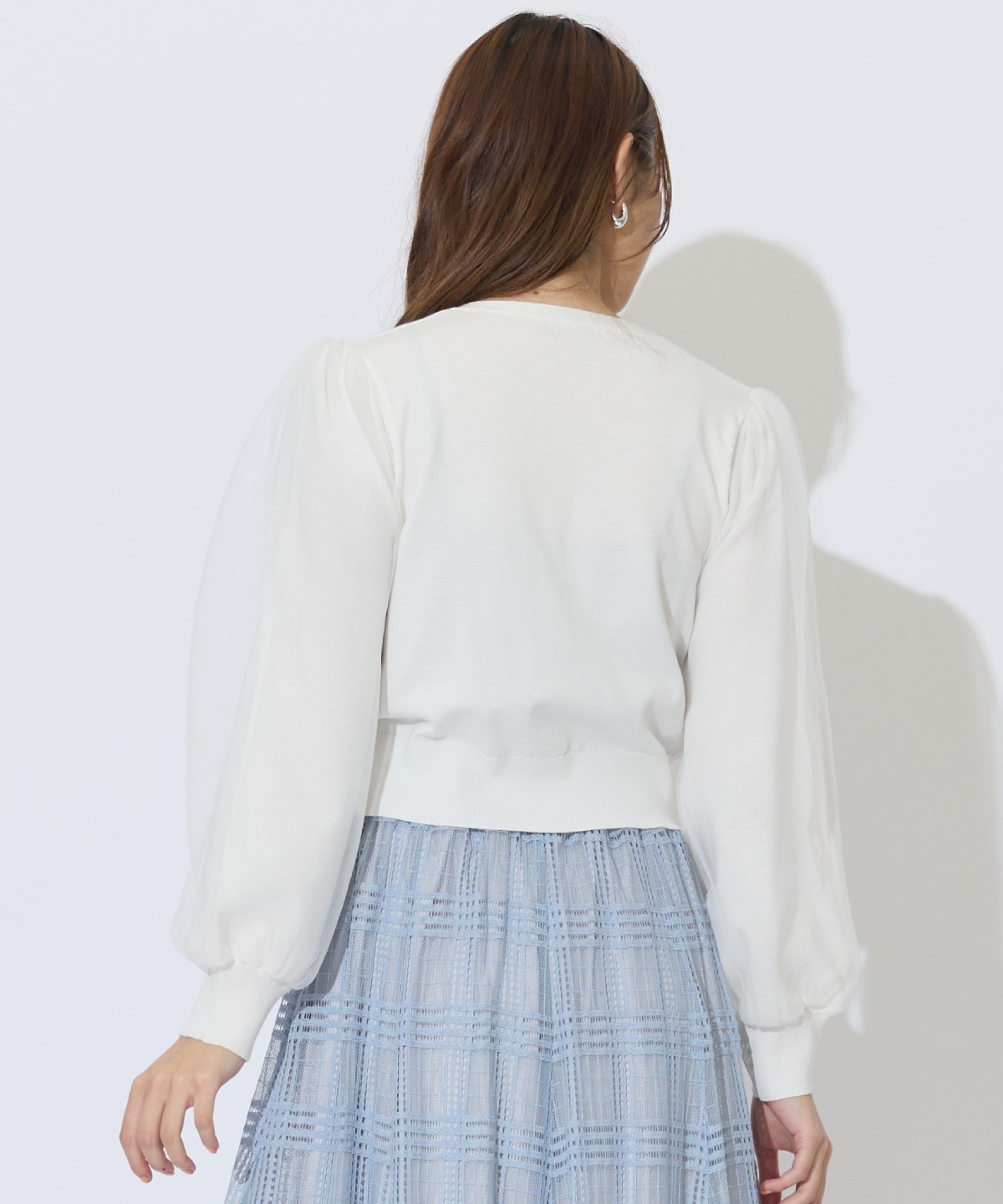 シアースリーブビジューカーディガン