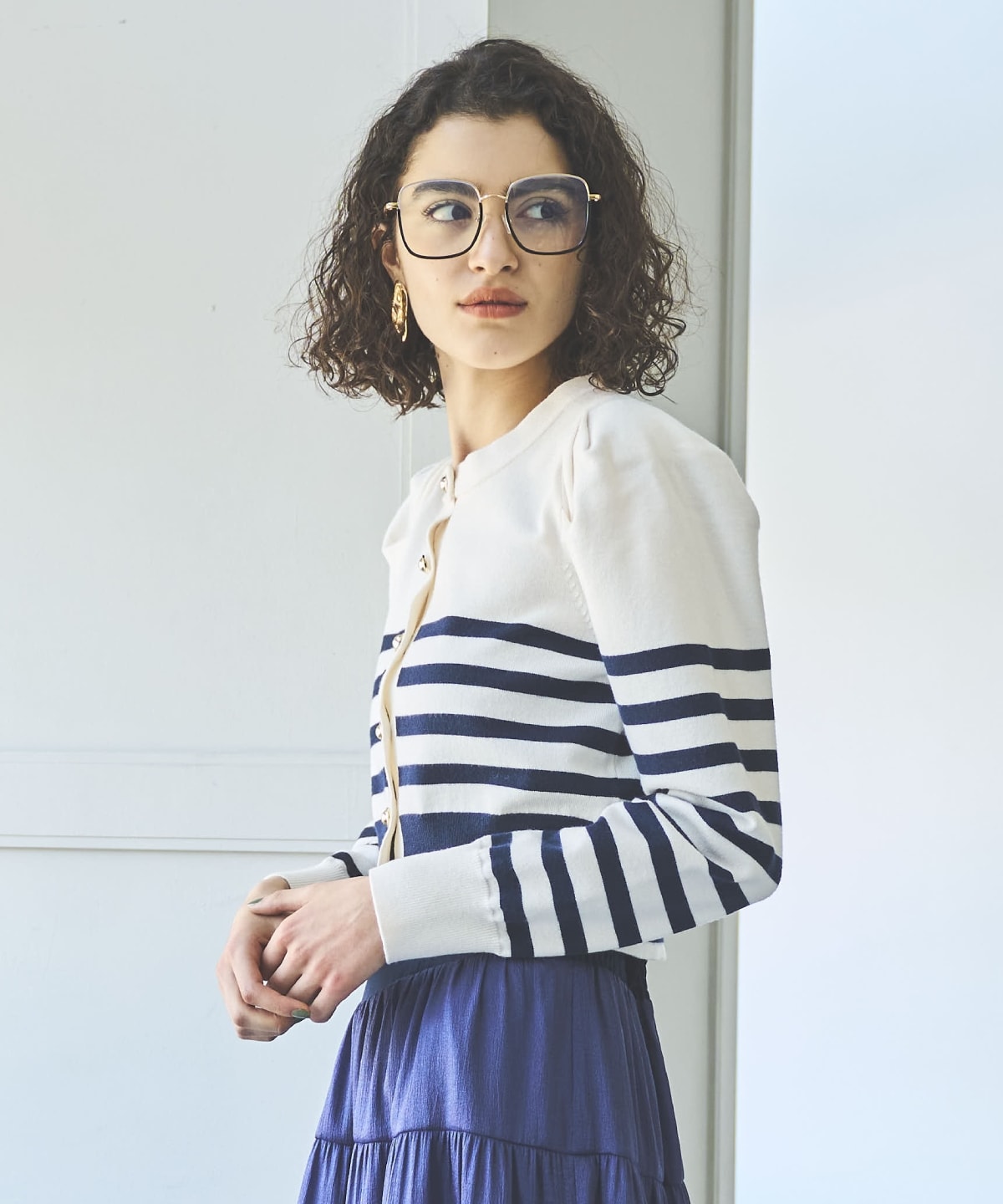 パワショルクルーネックカーディガン