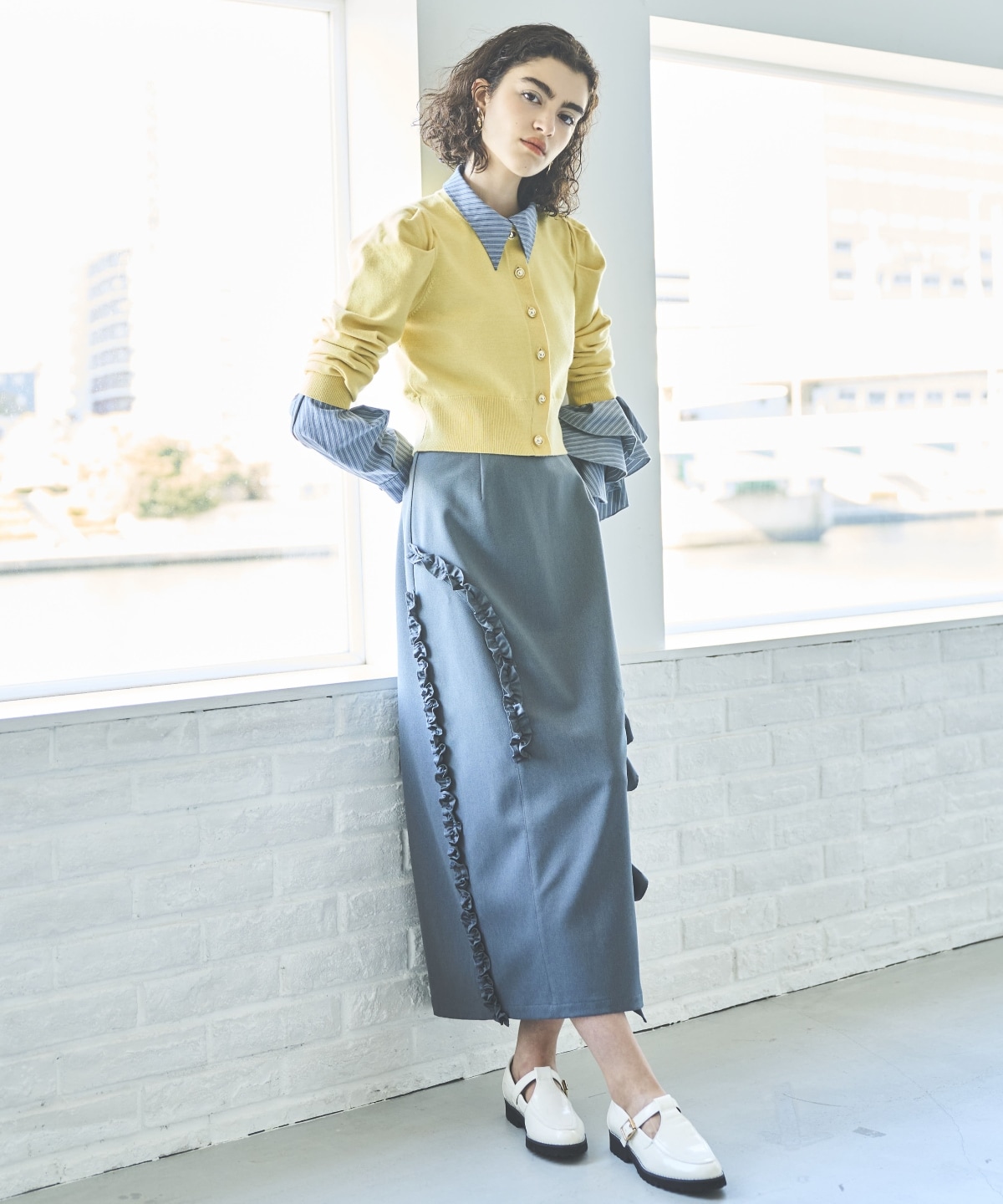 パワショルクルーネックカーディガン