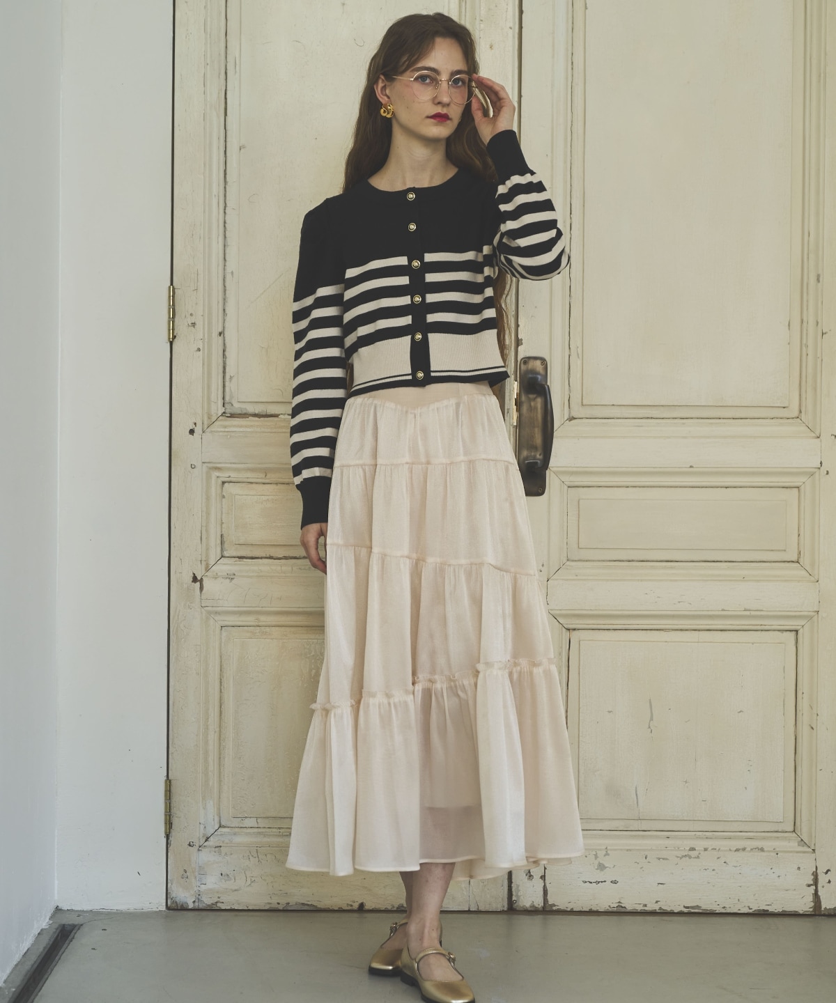 パワショルクルーネックカーディガン