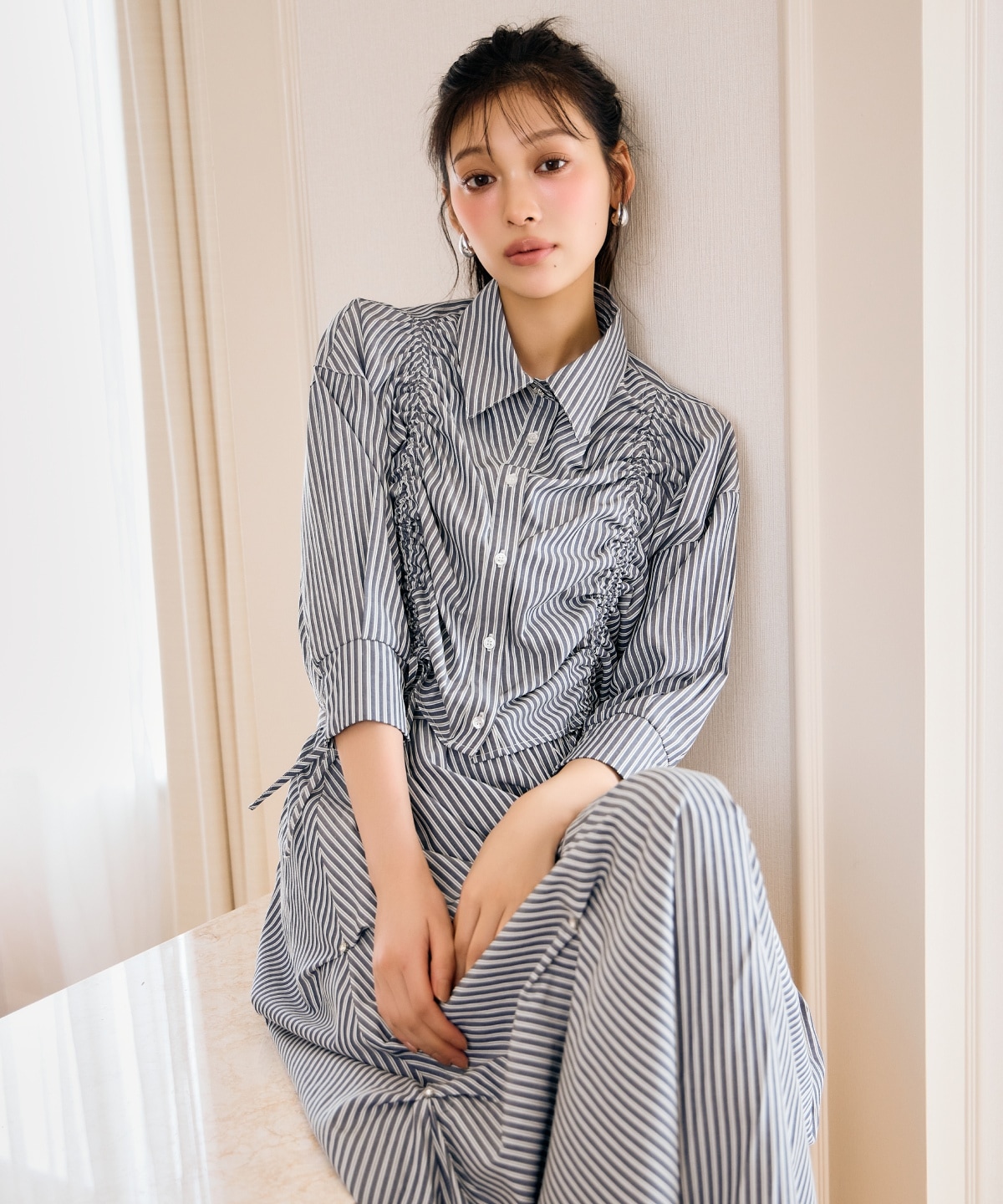 ストライプビジューティアードスカート