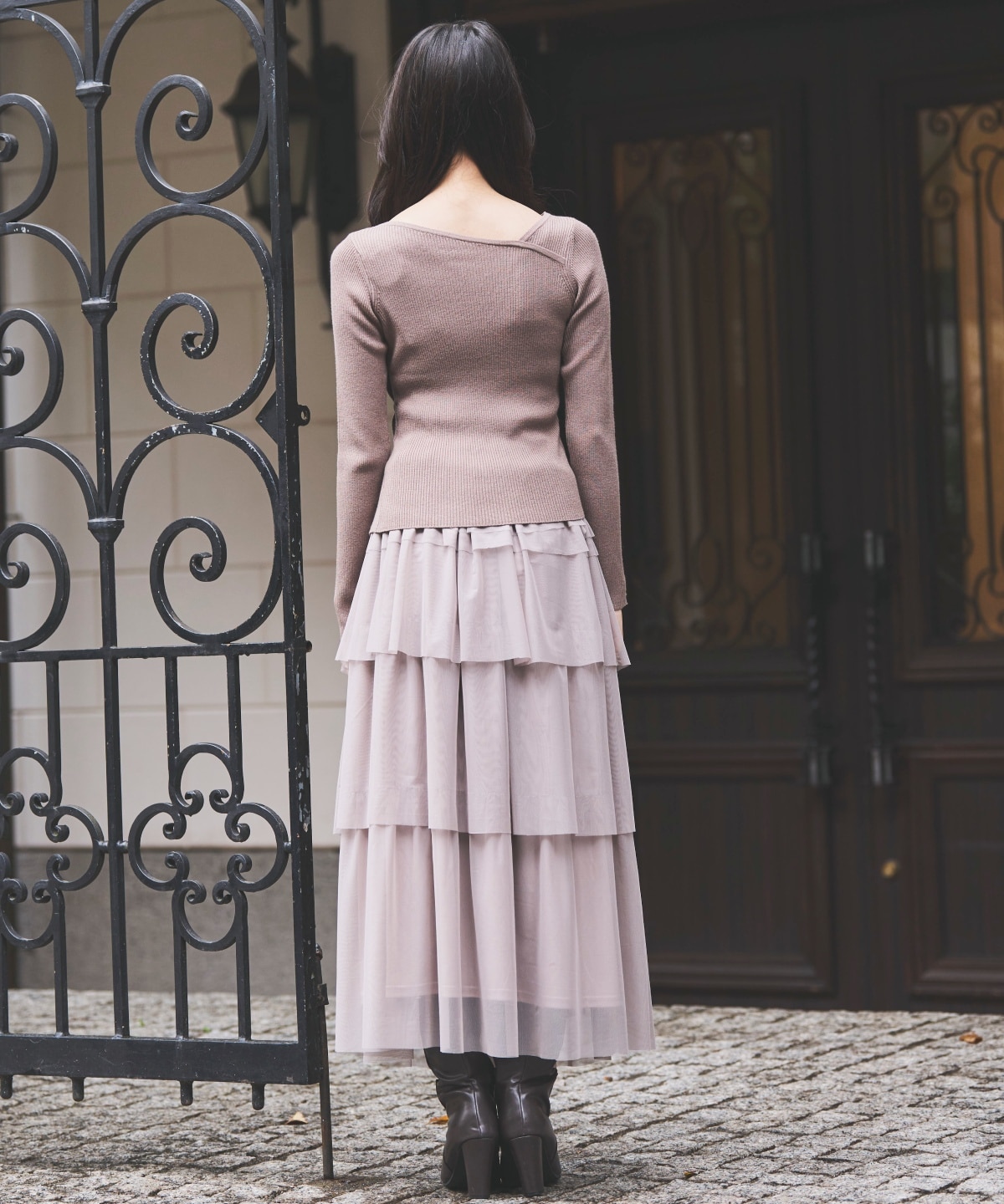 チュールティアードスカート