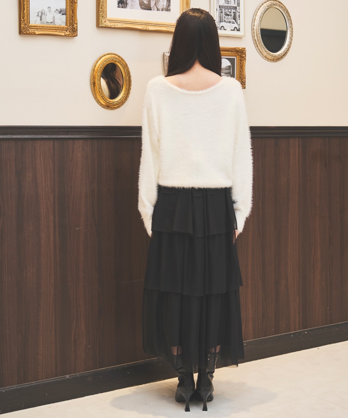 チュールティアードスカート