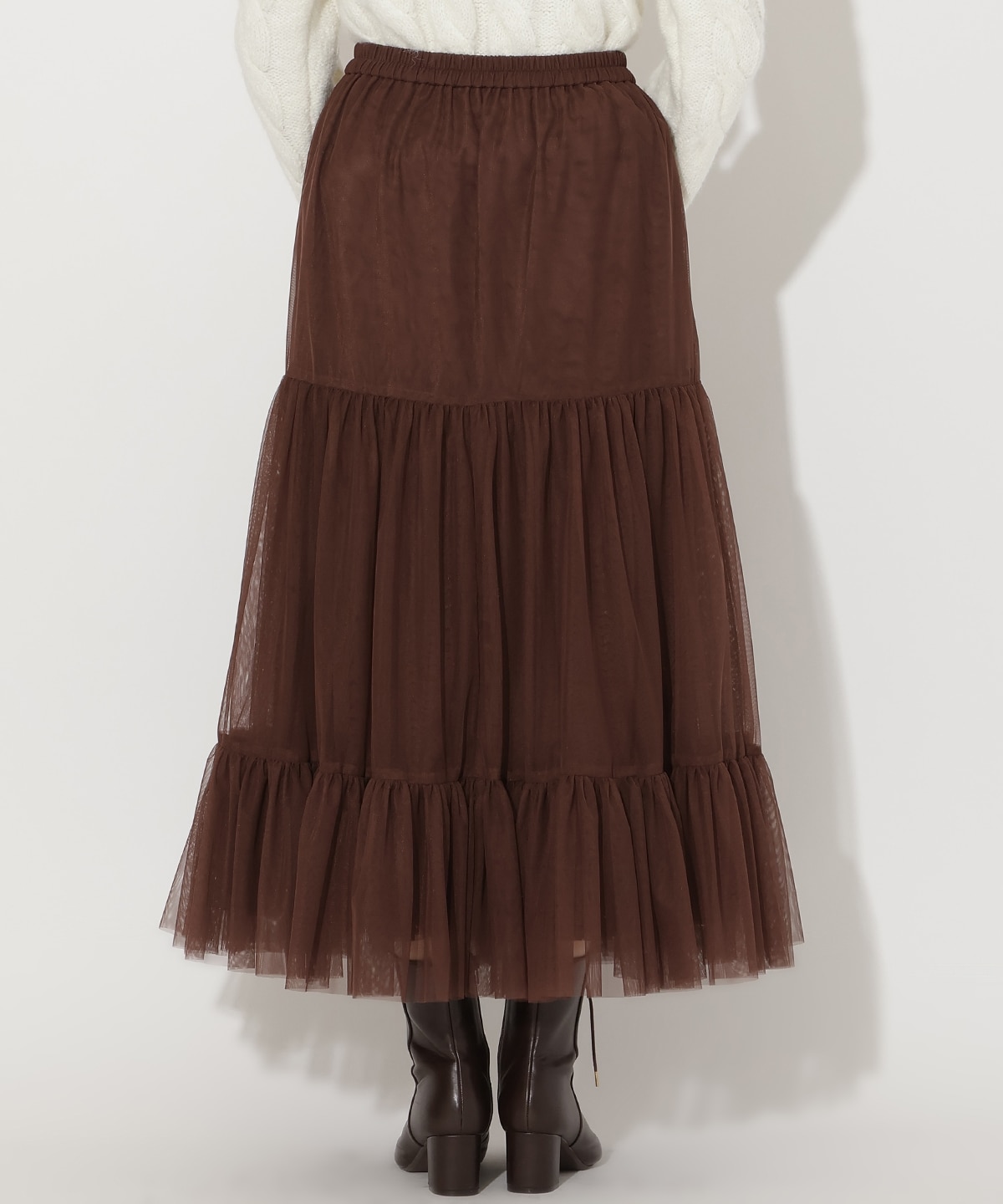 チュールティアードギャザースカート