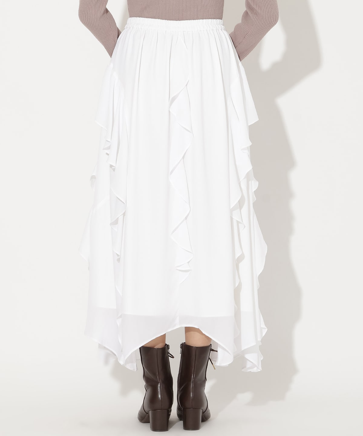 ラッフル切替フレアスカート