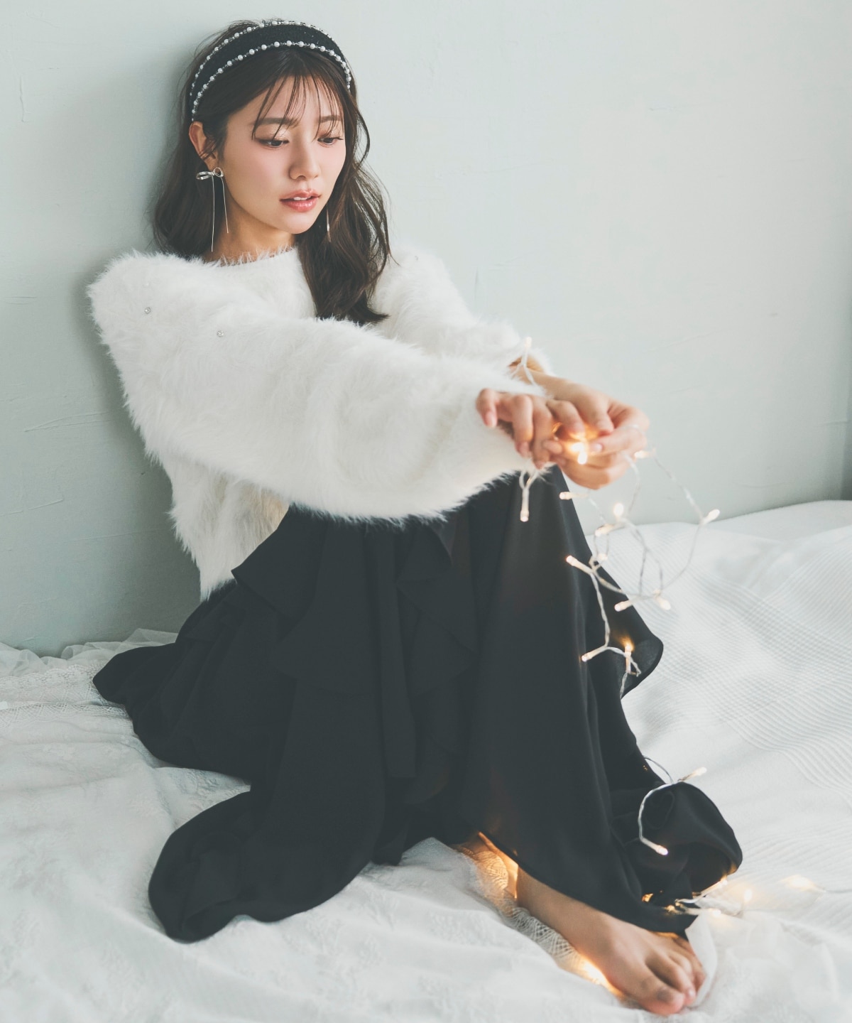 ラッフル切替フレアスカート