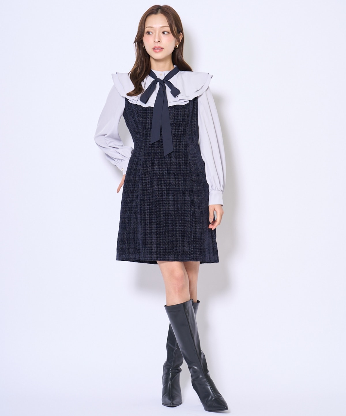 ボウタイミニワンピース