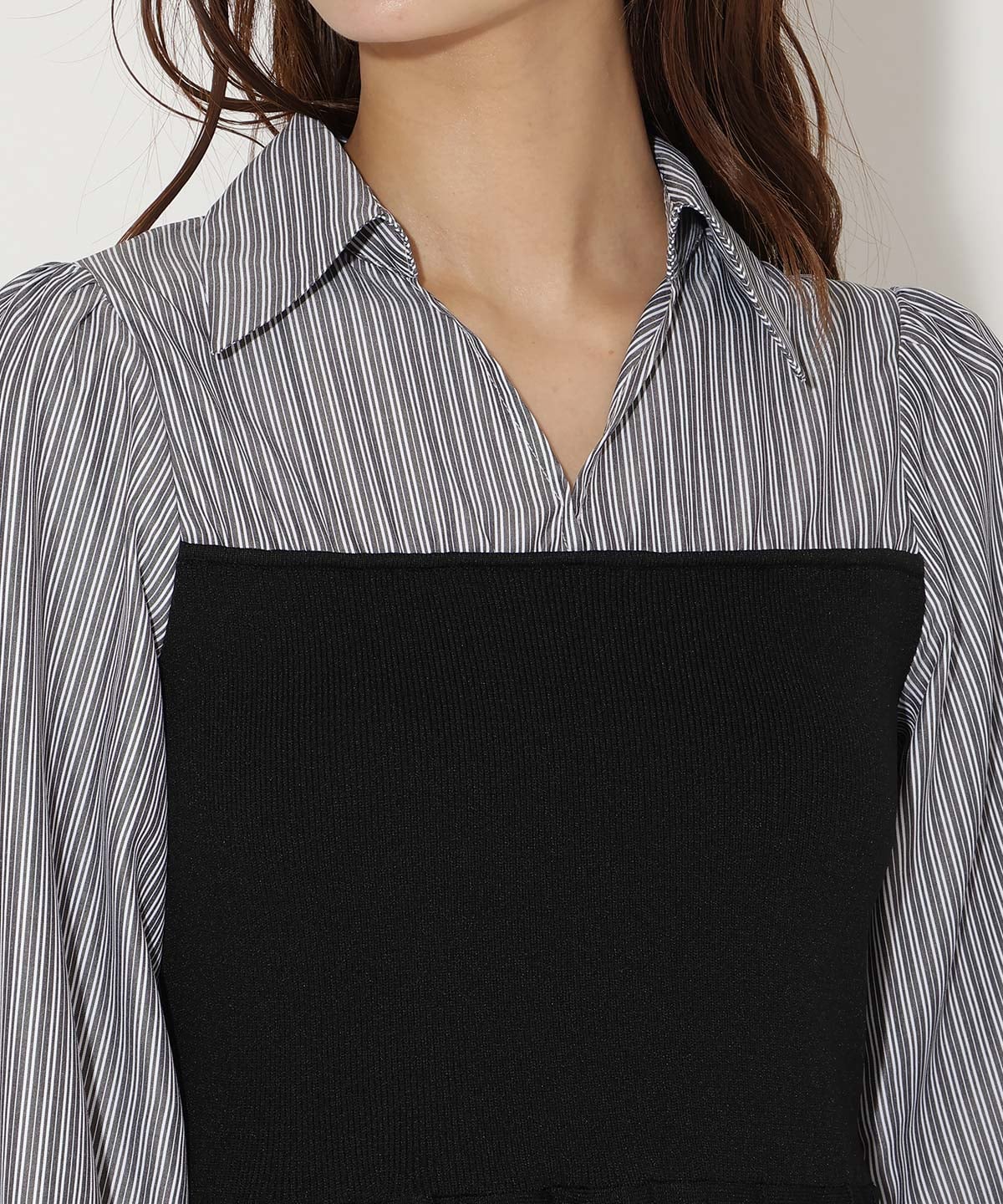 ニットビスチェ風スキッパーワンピース