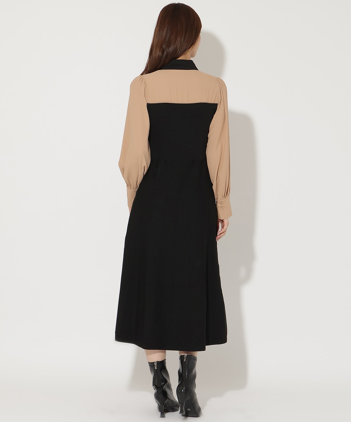 ニットビスチェ風リボンタイワンピース