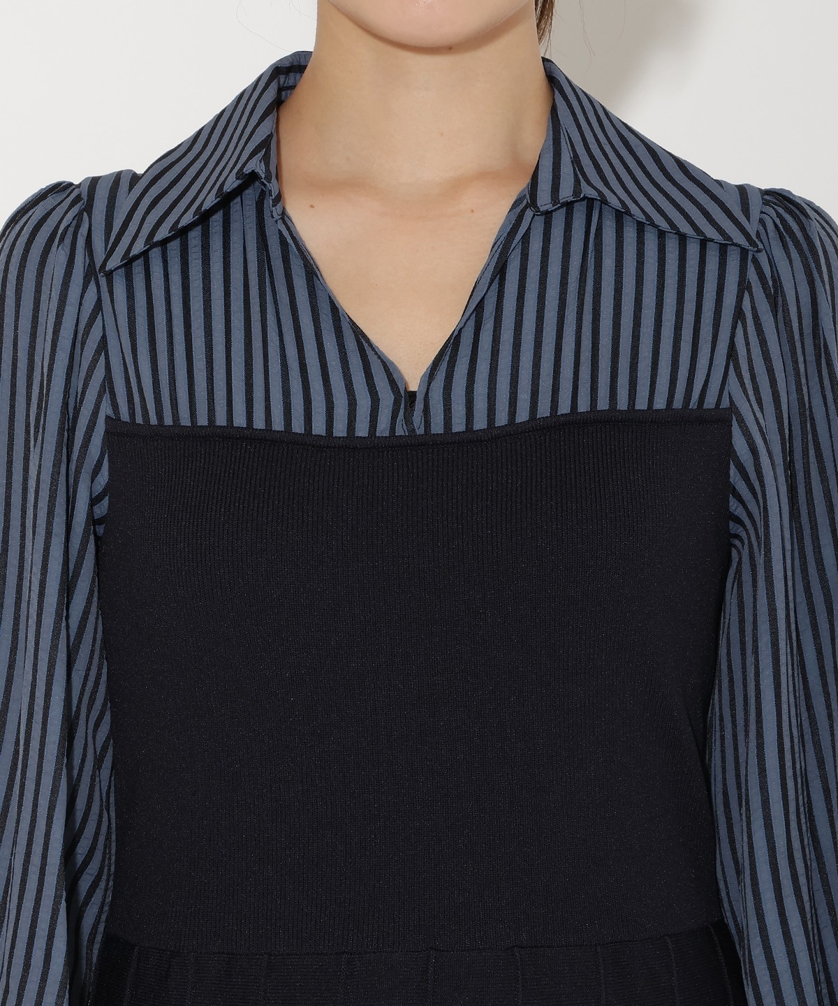 ニットビスチェ風スキッパーワンピース