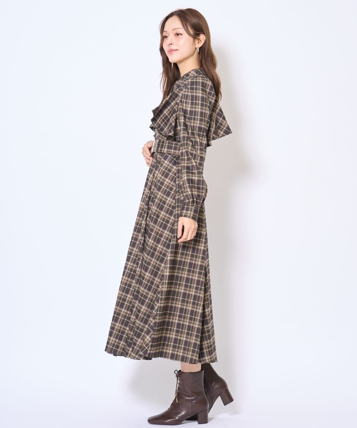 フリルケープシャツワンピース