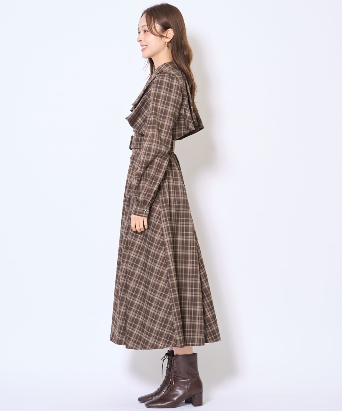 フリルケープシャツワンピース