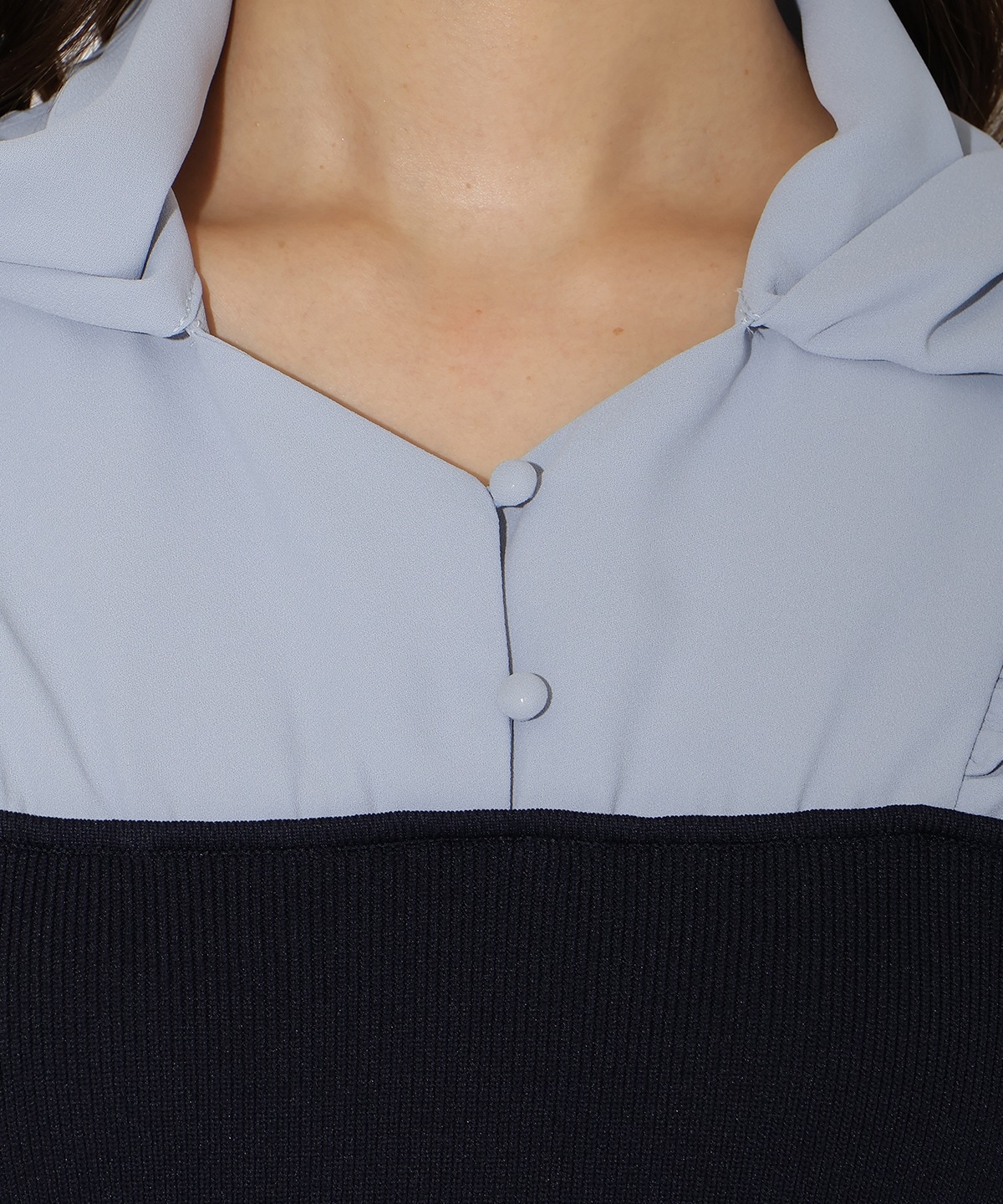 フリルショルダーボウタイドッキングワンピース