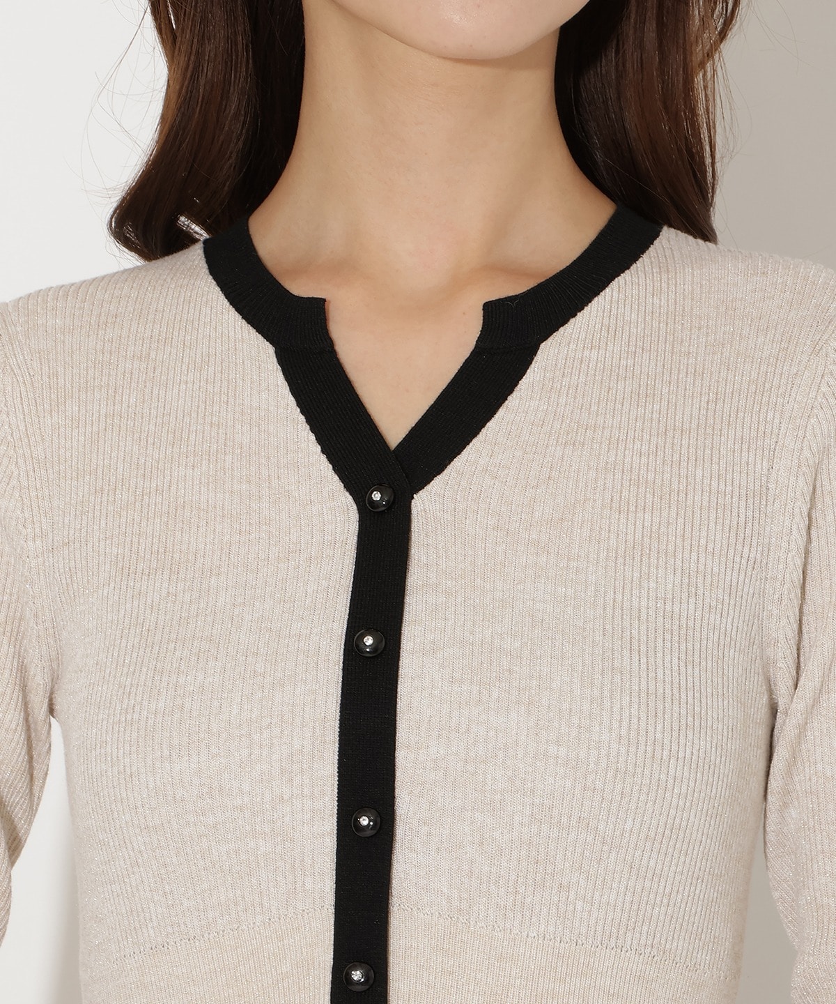 ラメ入り配色ドッキングワンピース