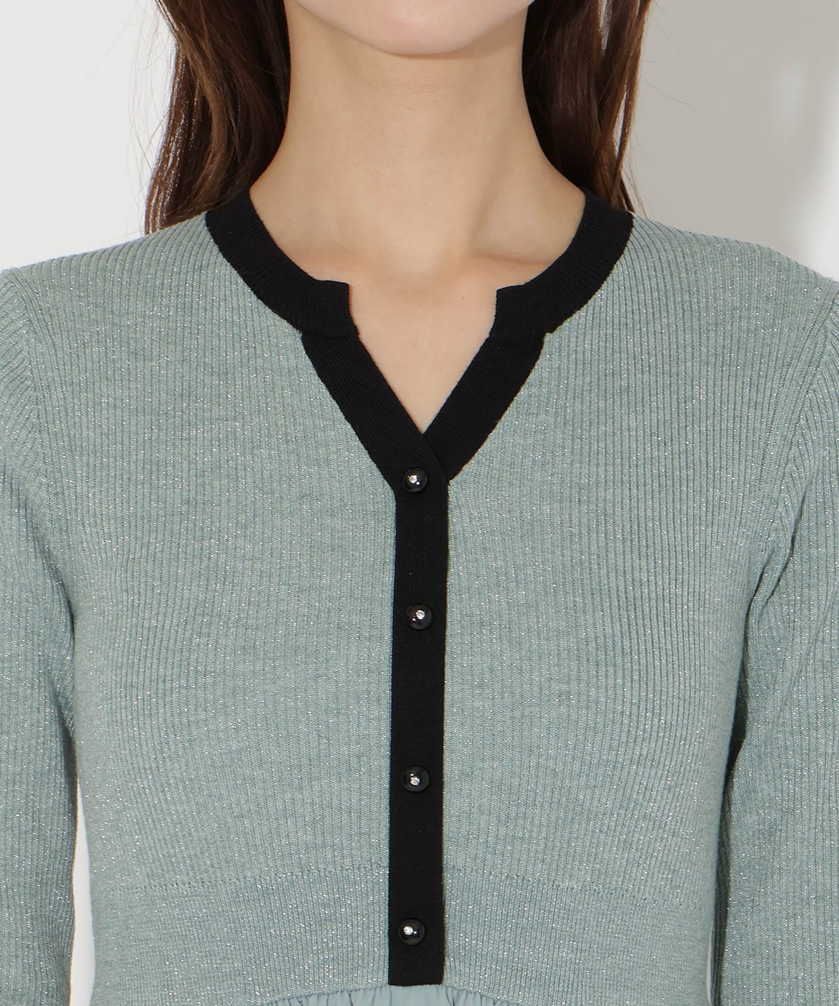 【先行予約受付中】ラメ入り配色ドッキングワンピース