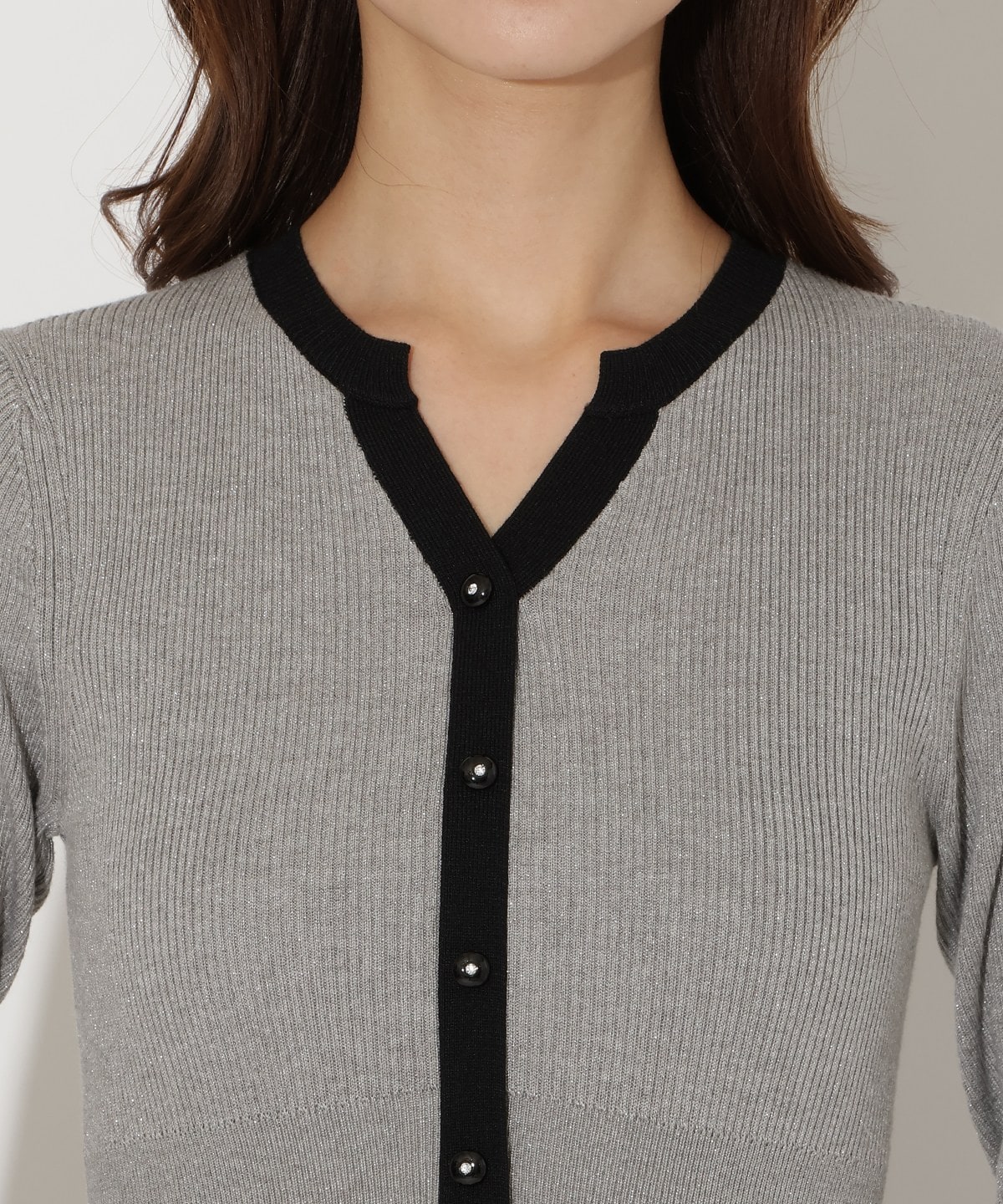 ラメ入り配色ドッキングワンピース