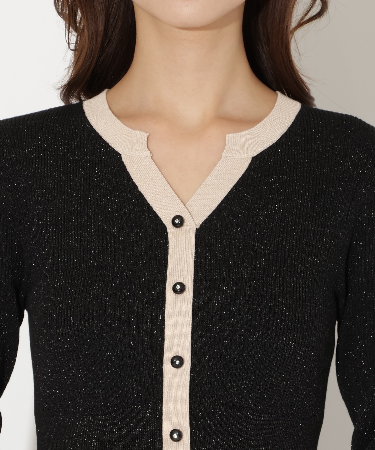 【再入荷予約受付中】ラメ入り配色ドッキングワンピース