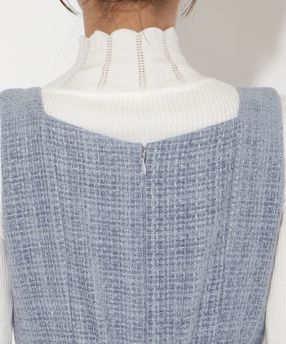 ツイード×チュールドッキングワンピース