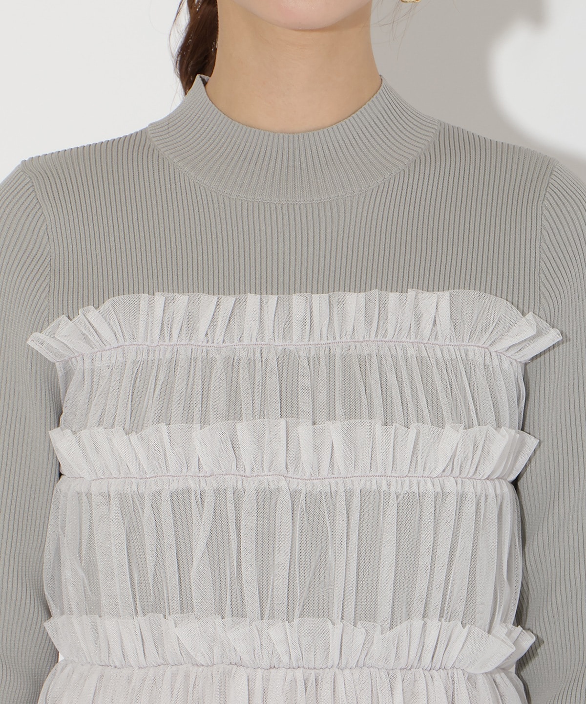 チュールギャザードッキングワンピース