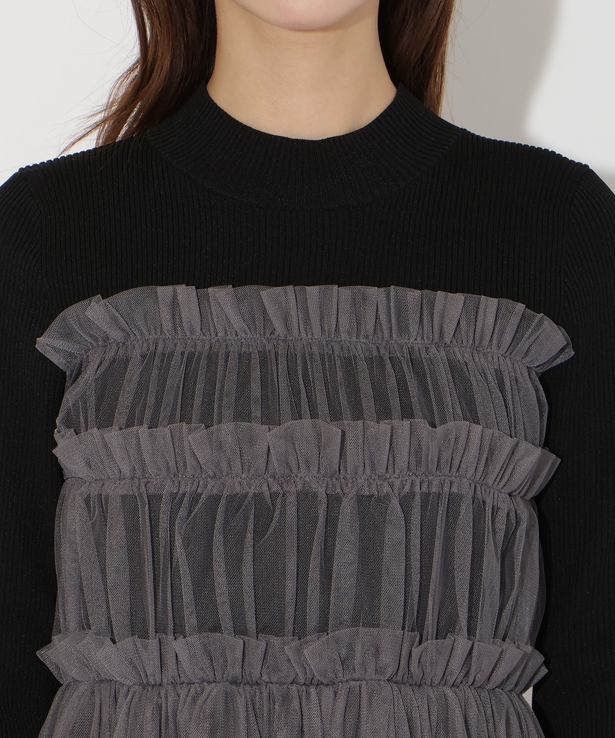 チュールギャザードッキングワンピース