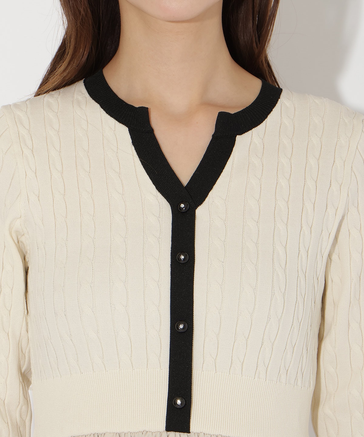 【先行予約受付中】ケーブル編みニットドッキングワンピース