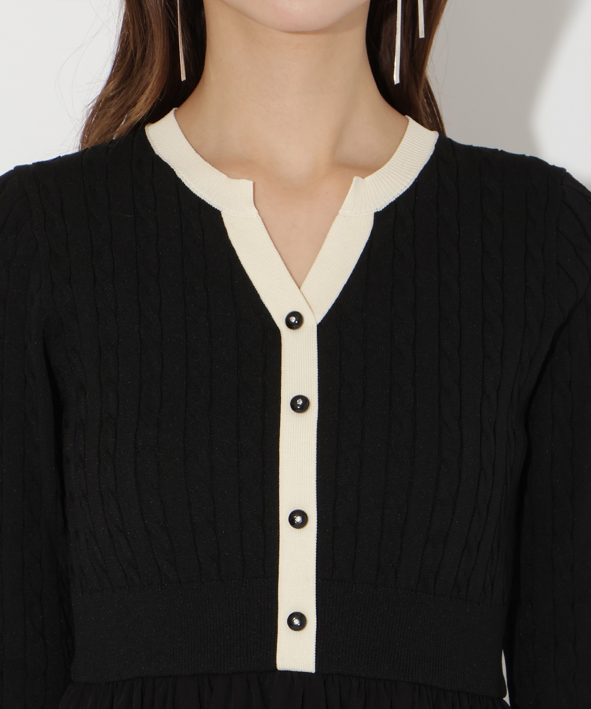 【先行予約受付中】ケーブル編みニットドッキングワンピース