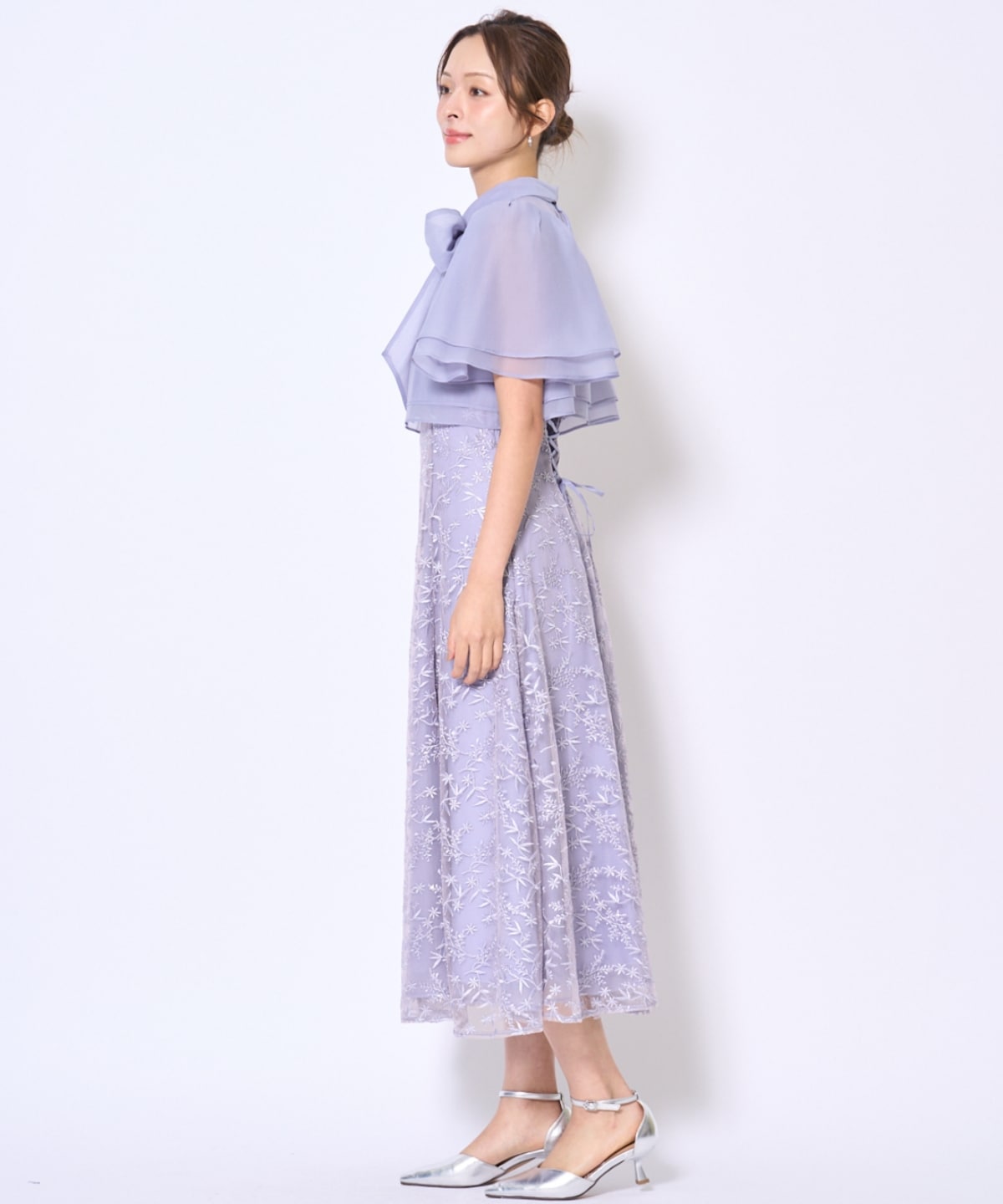 ラメボタニカルレースレイヤードドレス