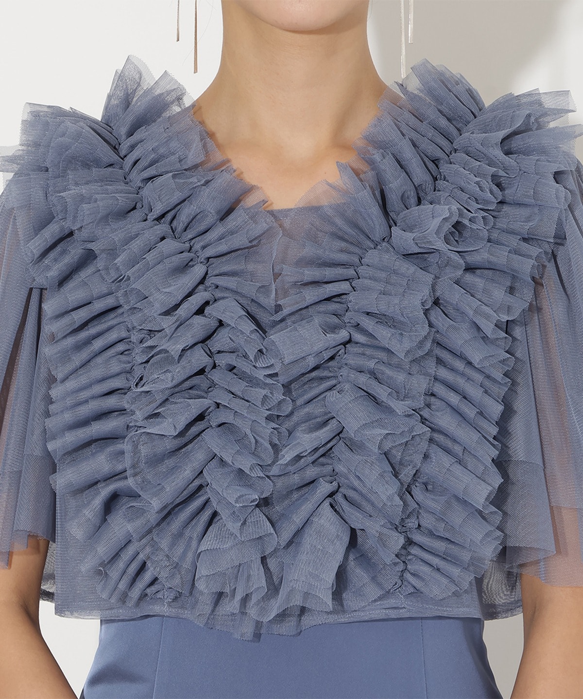 チュールフリルレイヤードドレス