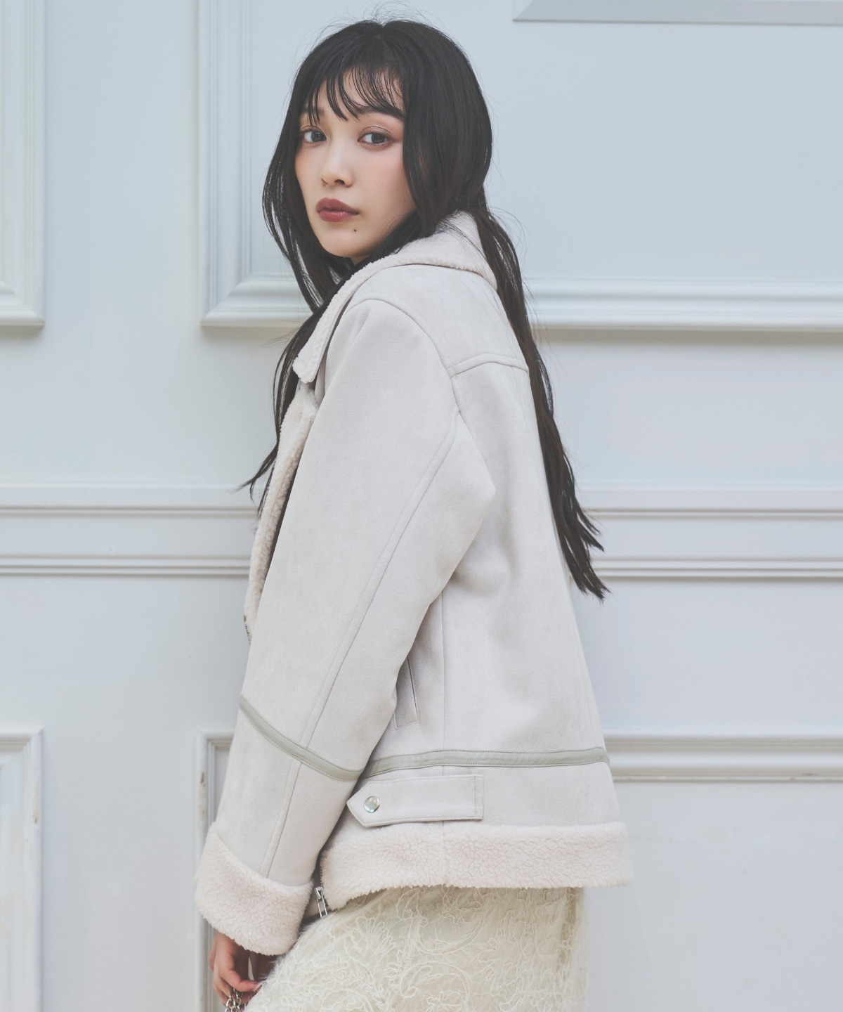 ムートンボアライダースブルゾン