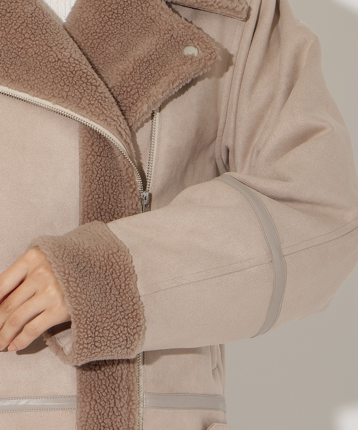 ムートンボアライダースブルゾン