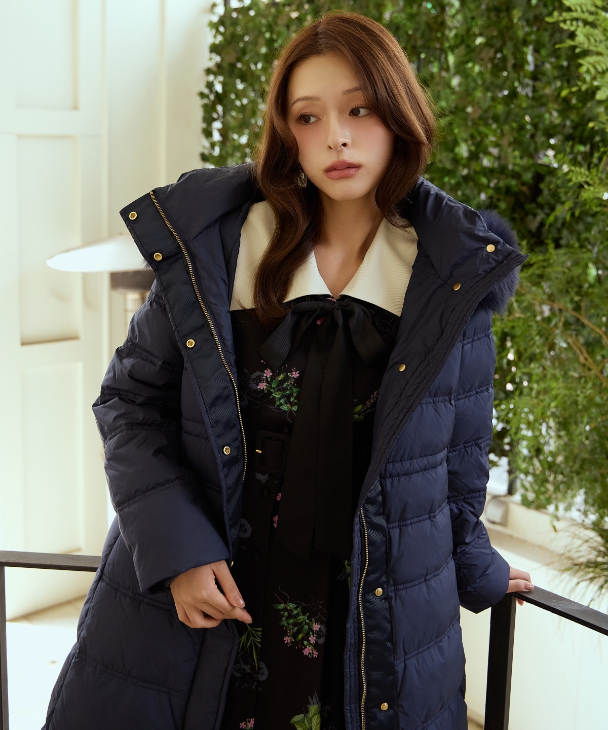 FOXファー付きミドルロングダウン