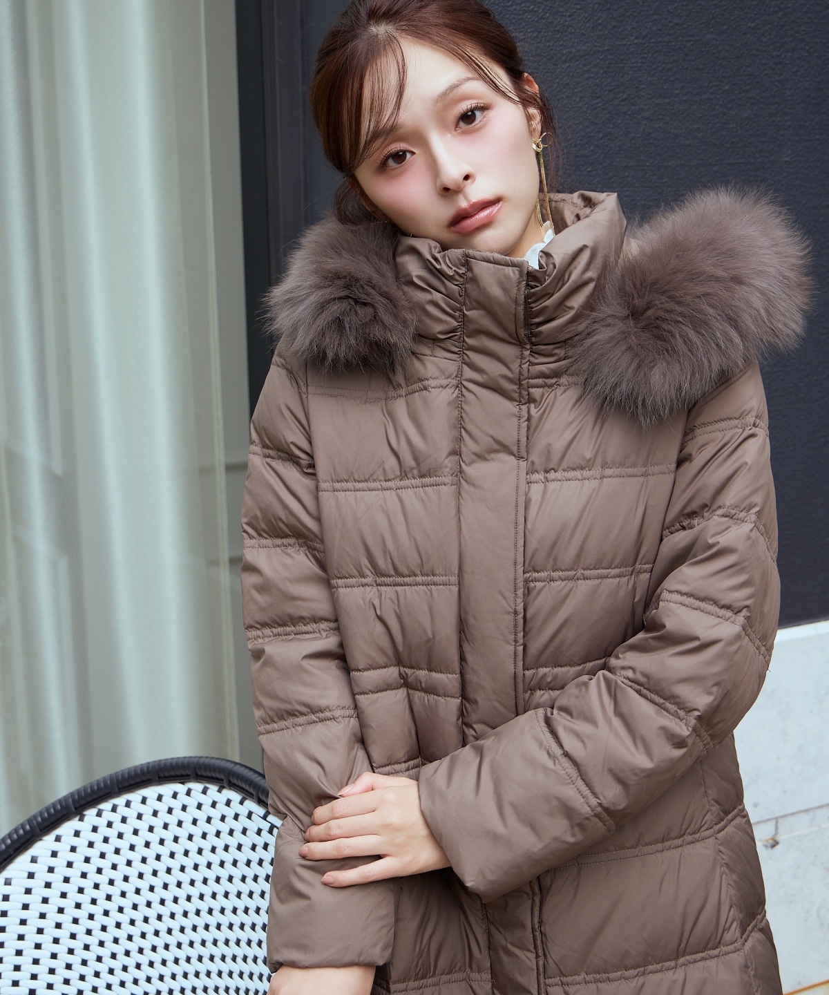 FOXファー付きスーパーロングダウン