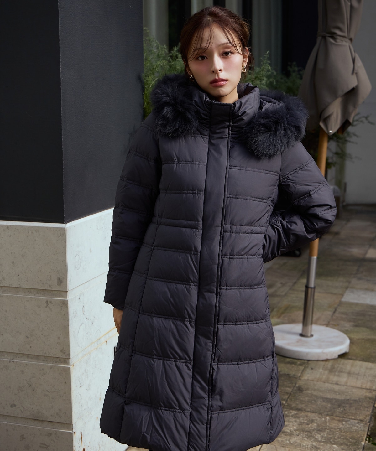 FOXファー付きプレミアムミドルロングダウン