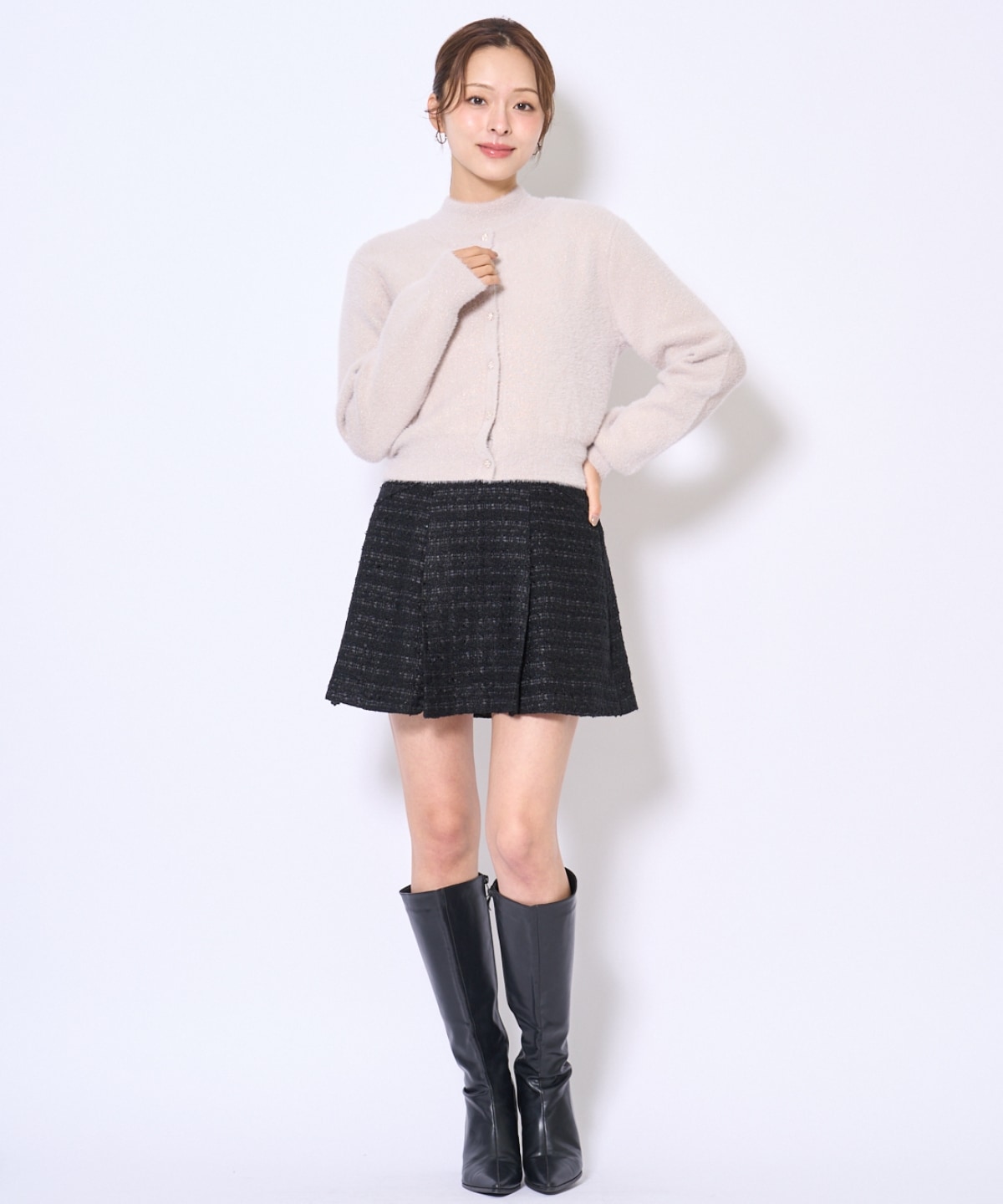 ラメフェザーニットアンサンブル