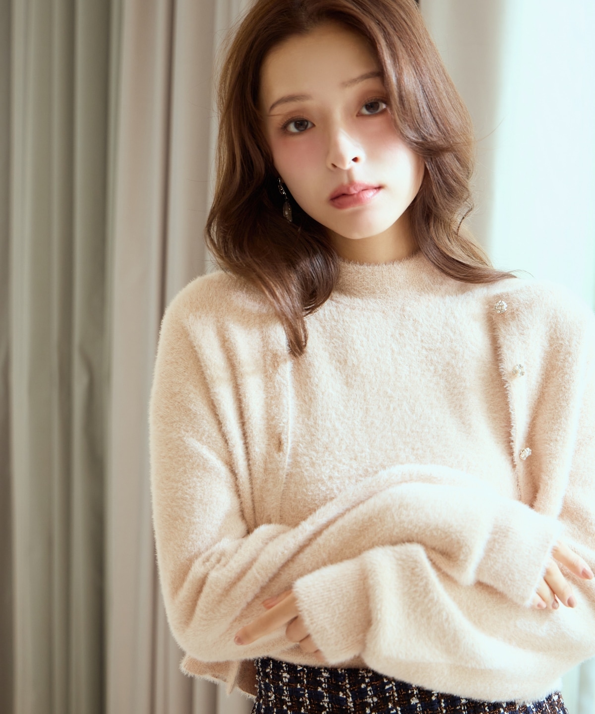 ラメフェザーニットアンサンブル