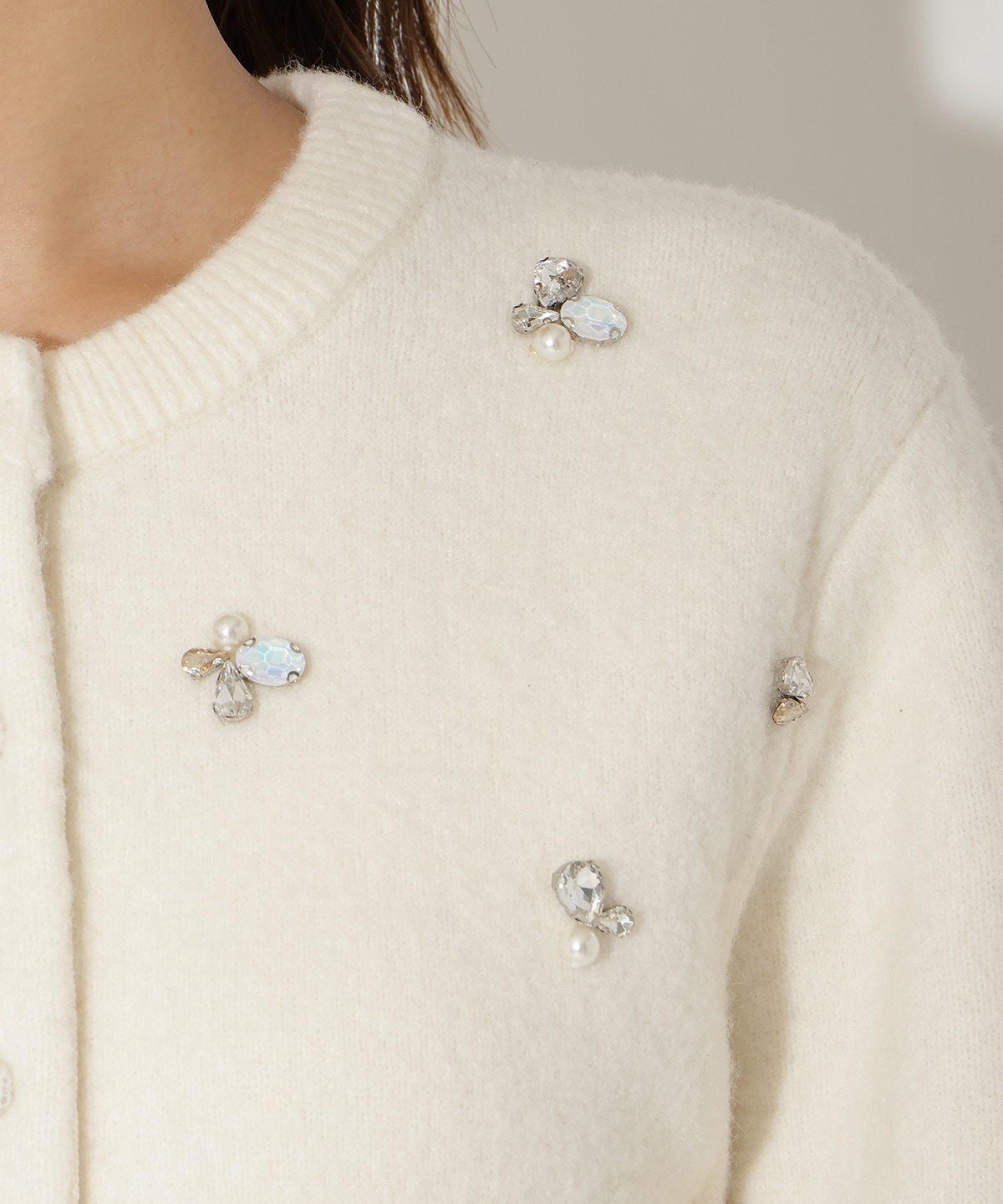 ビジュー付きニットカーディガン