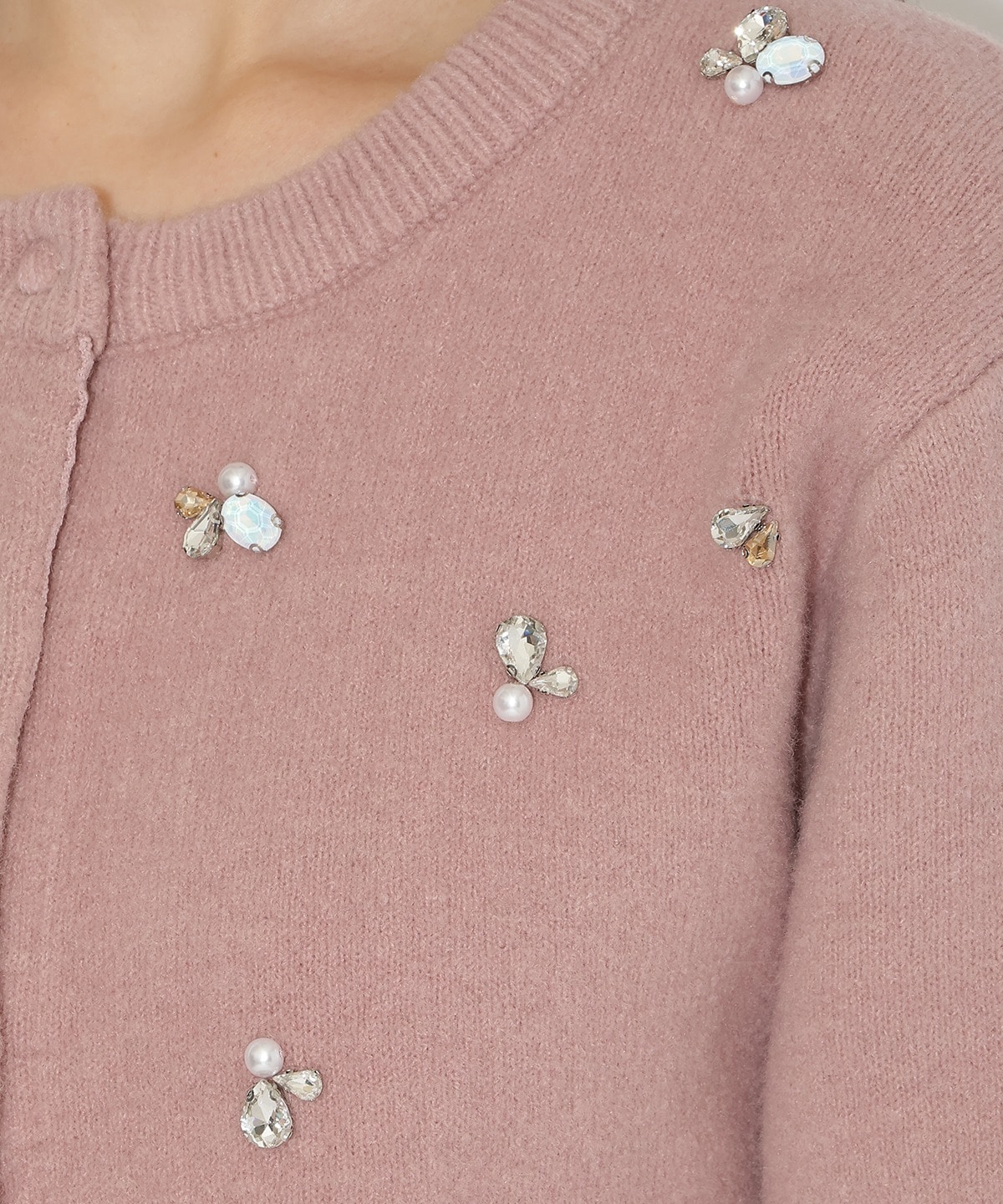 ビジュー付きニットカーディガン