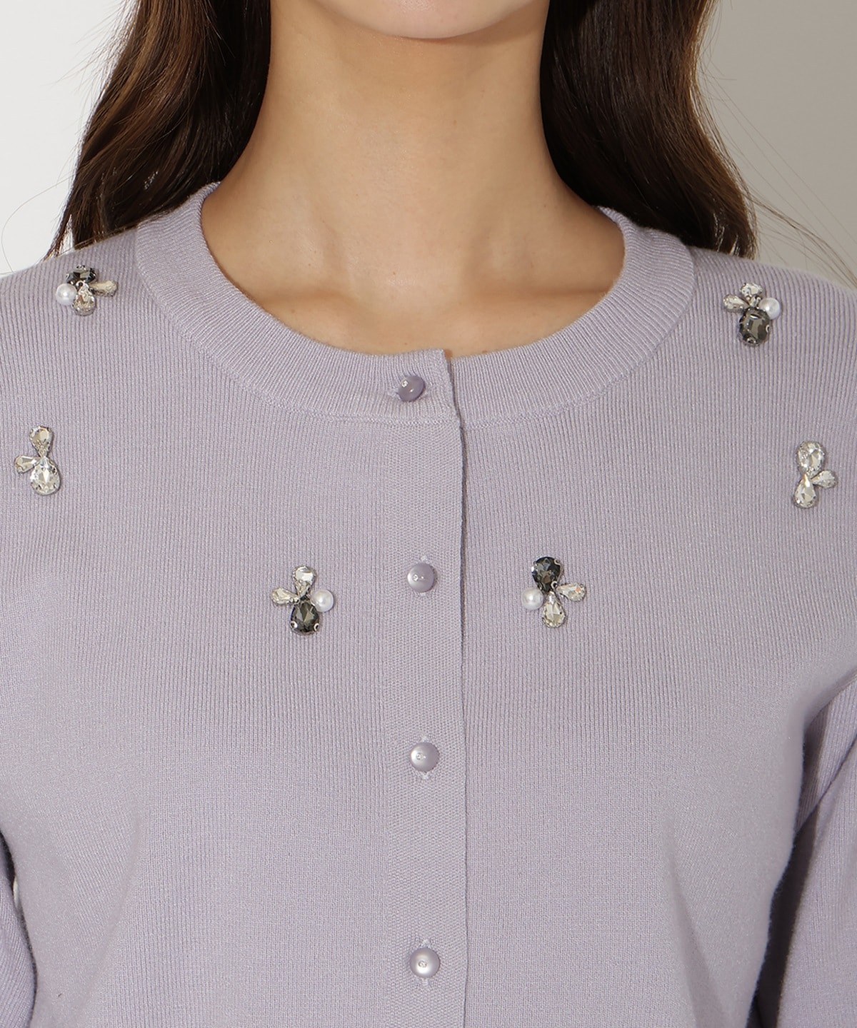 ビジュー×パールニットカーディガン