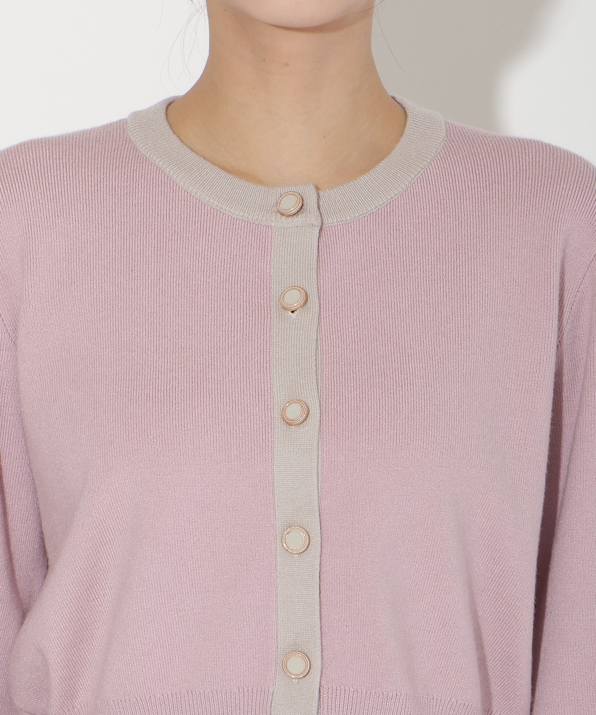 配色カーディガン